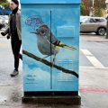 Mission artist animates green utility boxes with a flock of birds